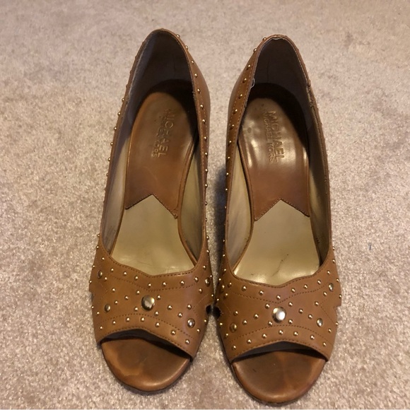 Michael Kors Brown Peep Toe Heel Size 7 - Picture 1 of 4